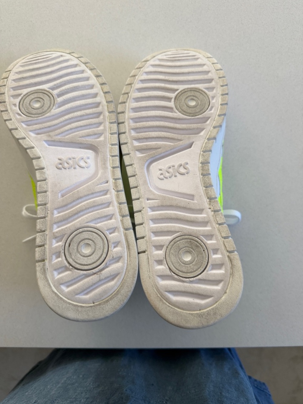 Asics White chunky Sneakers with Neon Yellow Accents.Used only one time. - Picture 8 of 11